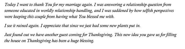 a sample gratitude entry